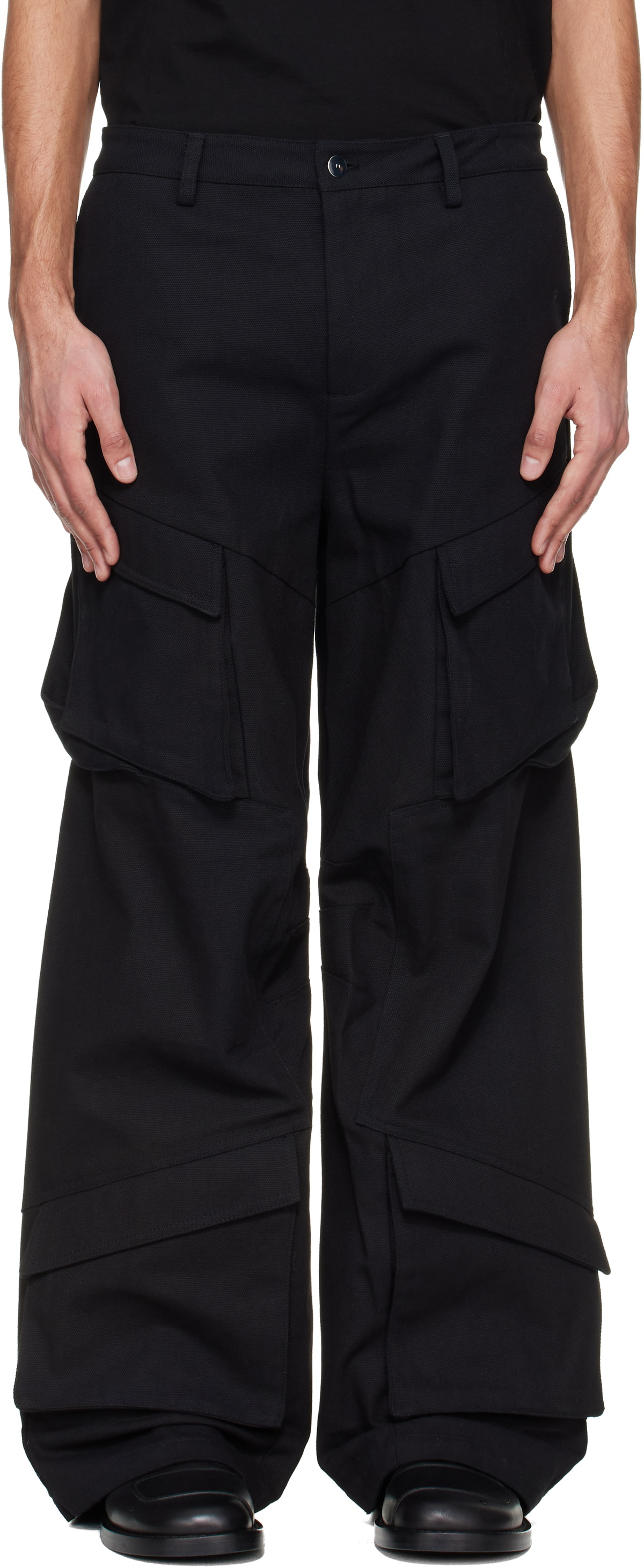 HELIOT EMIL Black Cellulae Cargo Pants