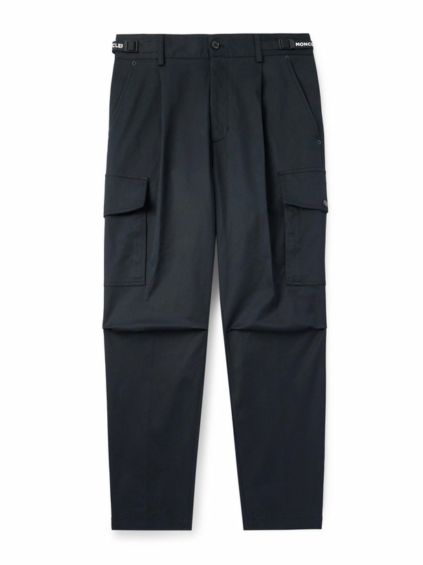 Photo: Moncler - Straight-Leg Pleated Stretch-Cotton Gabardine Cargo Trousers - Black