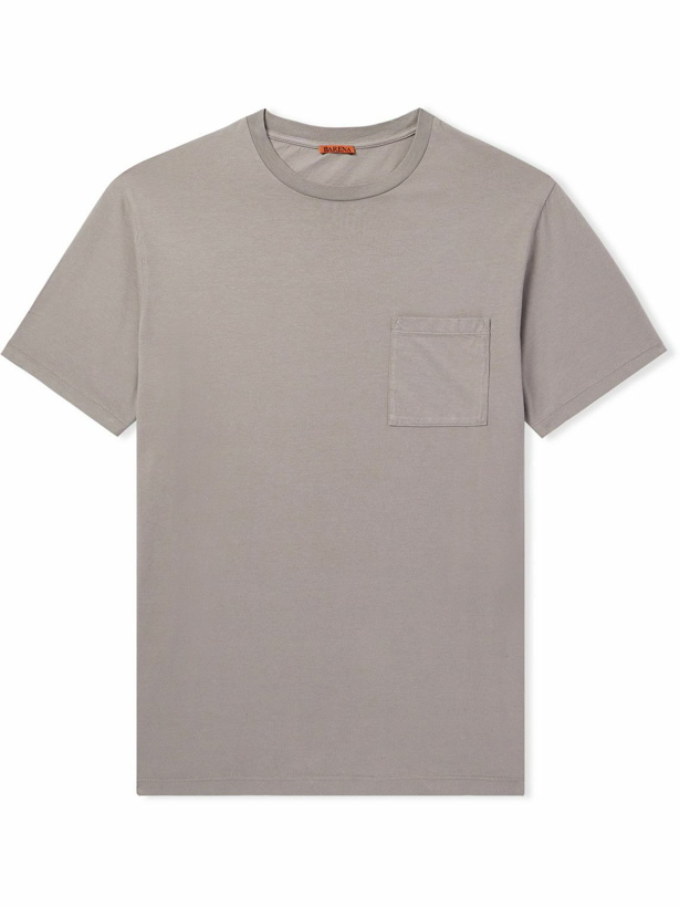Photo: Barena - Giro Garment-Dyed Supima Cotton-Jersey T-Shirt - Gray