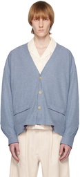 JieDa Blue & Burgundy Tuck Cardigan