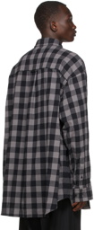 Balenciaga Grey & Black Flannel Snap Shirt