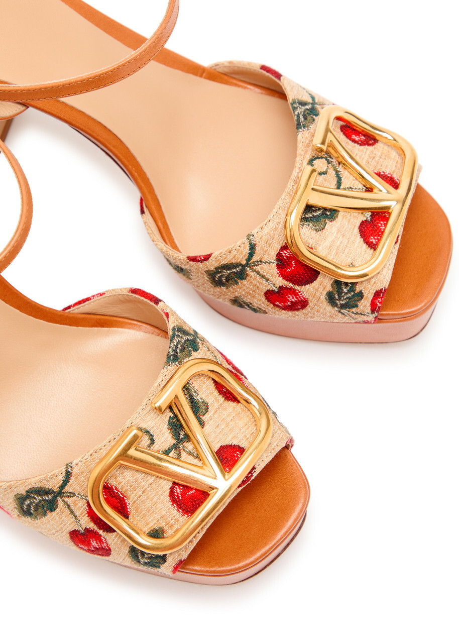 Valentino Cherries 115 Jacquard Raffia Sandals Multicoloured