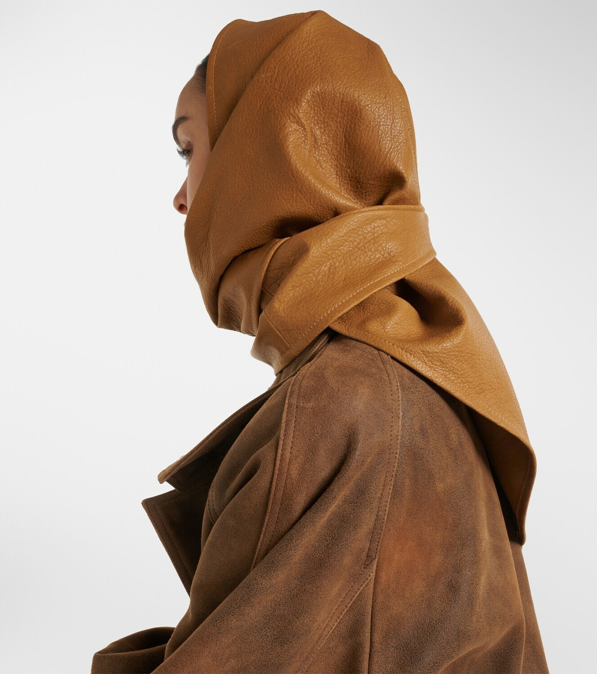 Nour Hammour Draped leather hood