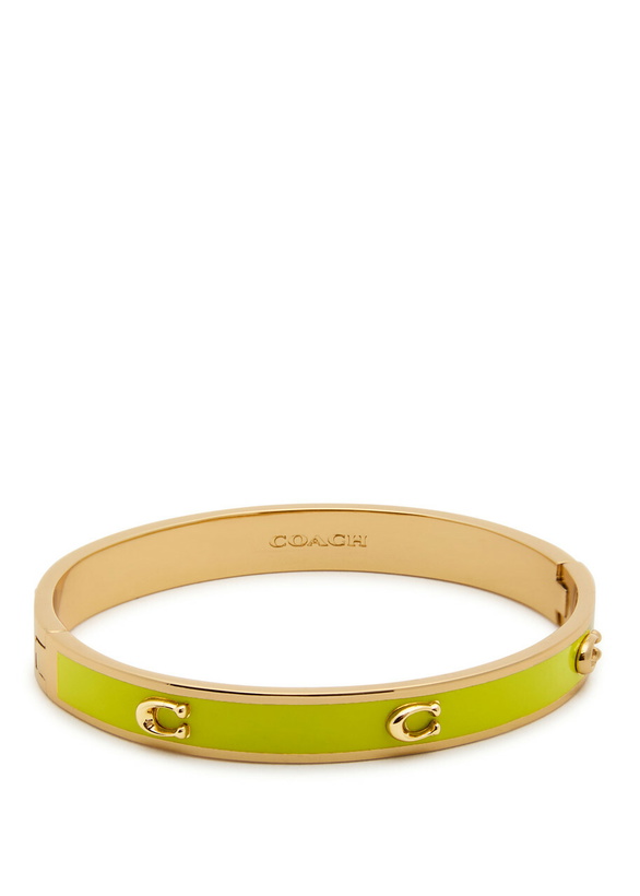 Photo: Coach Pegged Signature Logo Enamelled Bracelet - Green - One Size
