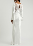 Self-portrait X Christopher Kane Lace and Satin Maxi Dress White