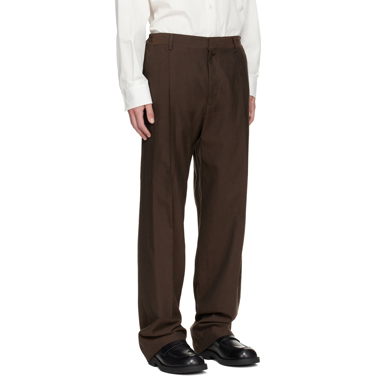 MM6 Maison Margiela Brown Pleated Cotton Wool Trousers