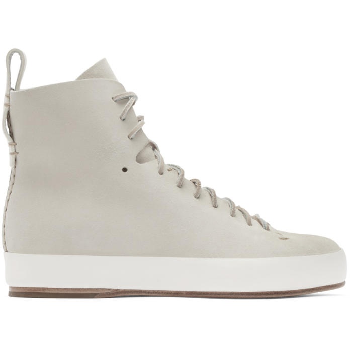 Photo: Feit Beige Hand Sewn High-Top Sneakers