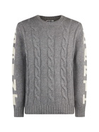 MC2 Saint Barth Man Grey Heavyweight Cable Knit Sweater Bergen