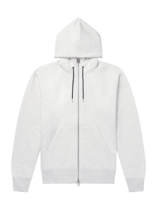 Photo: Sacai - Cotton-Jersey Zip-Up Hoodie - Gray
