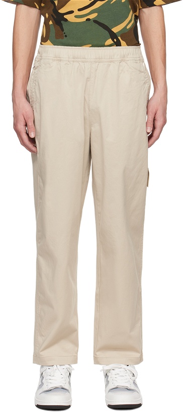 Photo: AAPE by A Bathing Ape Beige Embroidered Trousers