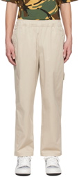 AAPE by A Bathing Ape Beige Embroidered Trousers