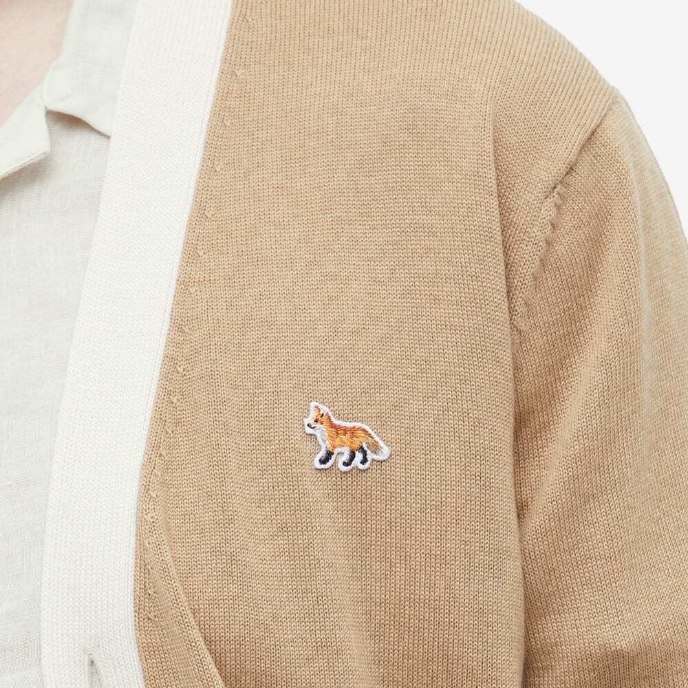 Maison Kitsuné Men's Baby Fox Patch Bicolor Classic Cardigan in Beige