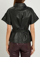 Skiim Eloise Belted Leather Shirt Black