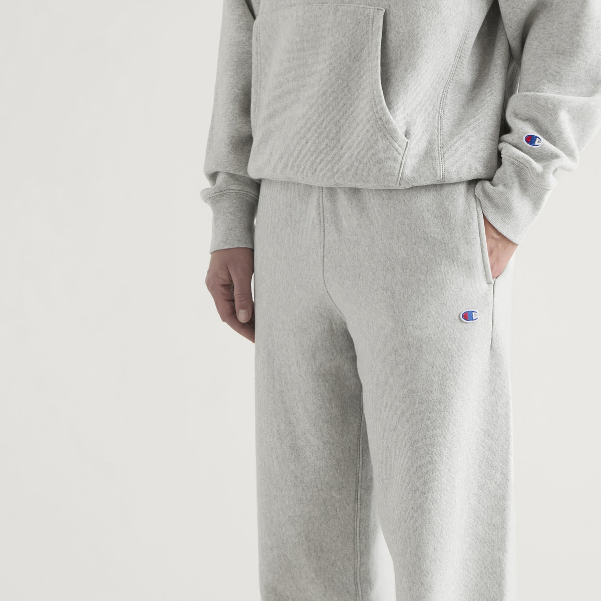 Champion Men's Reverse Weave Wide Leg Sweat Pants in Grey Marl