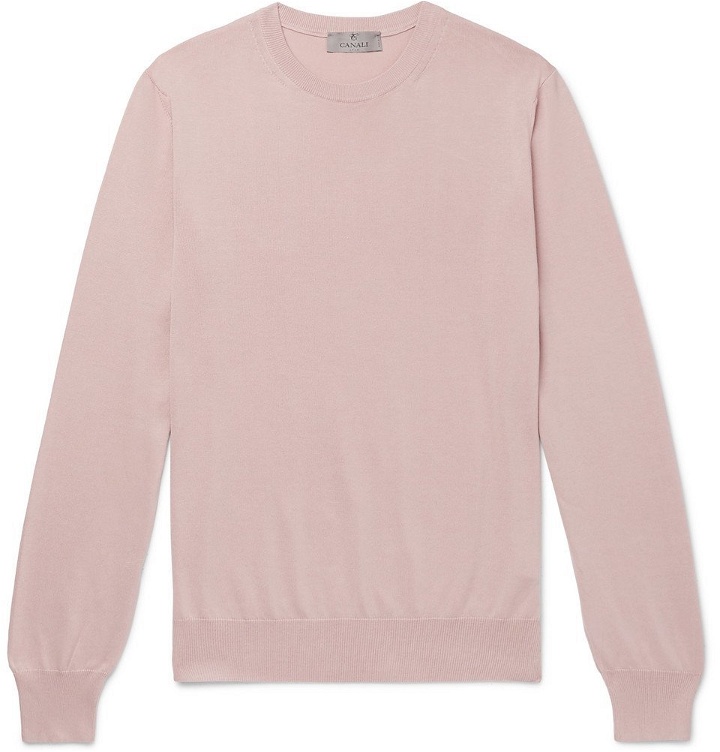Photo: Canali - Slim-Fit Cotton Sweater - Men - Pink