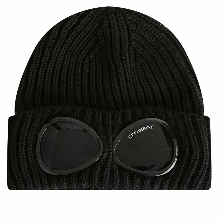 Photo: C.P. Company Men's Wool Goggle Beanie in Black 