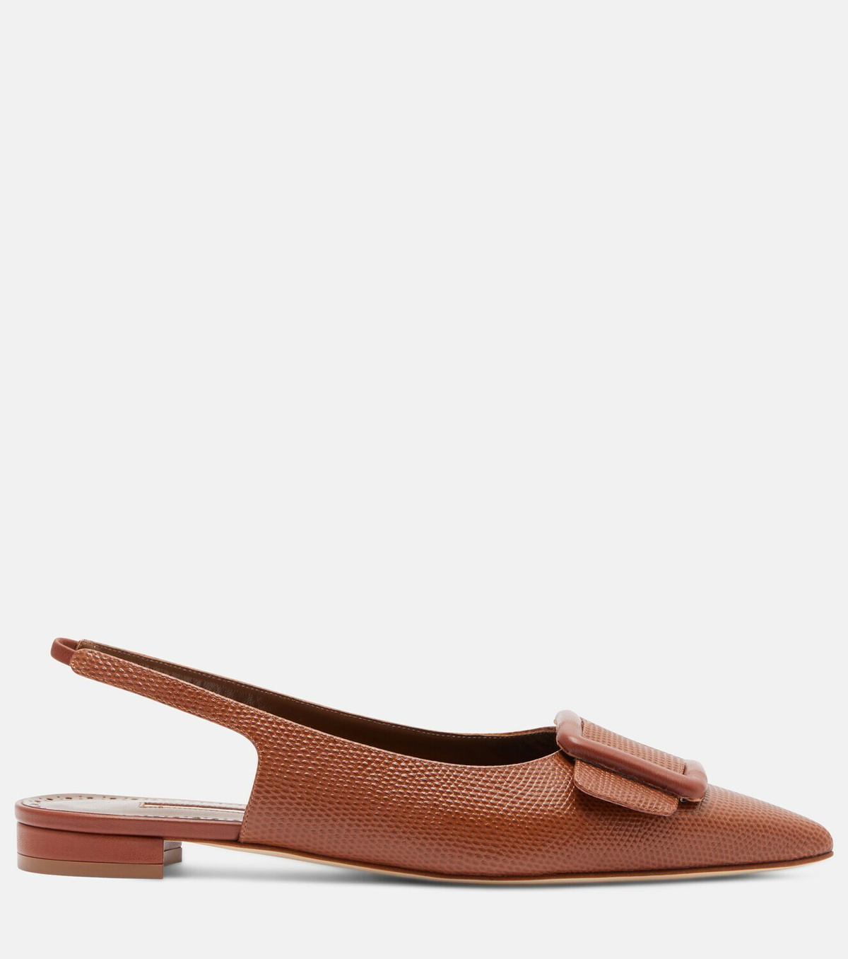Manolo Blahnik Maylura croc-effect leather slingback flats