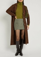 Reformation Carla Herringbone Tweed Mini Skirt Grey