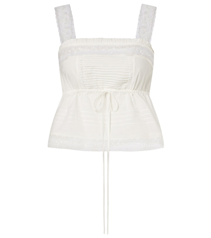Photo: Ganni Lace-trimmed ruffled cotton crop top