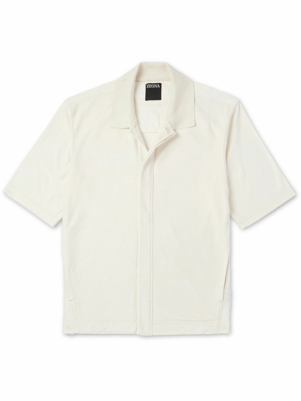 Photo: Zegna - Cotton and Silk-Blend Terry Shirt - White