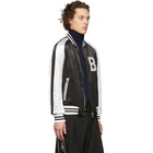 Balmain Black and White Satin Bomber Jacket