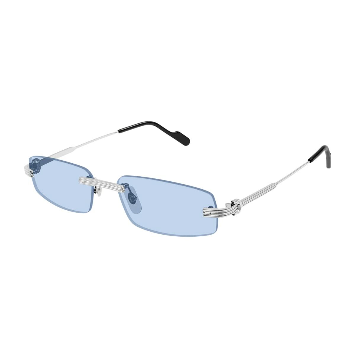 Cartier Eyewear Cartier Ct0535s Première De Cartier 005 Silver Light Blue Sunglasses