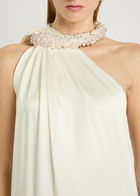 Stella Mccartney Faux Pearl-embellished Satin Gown Cream