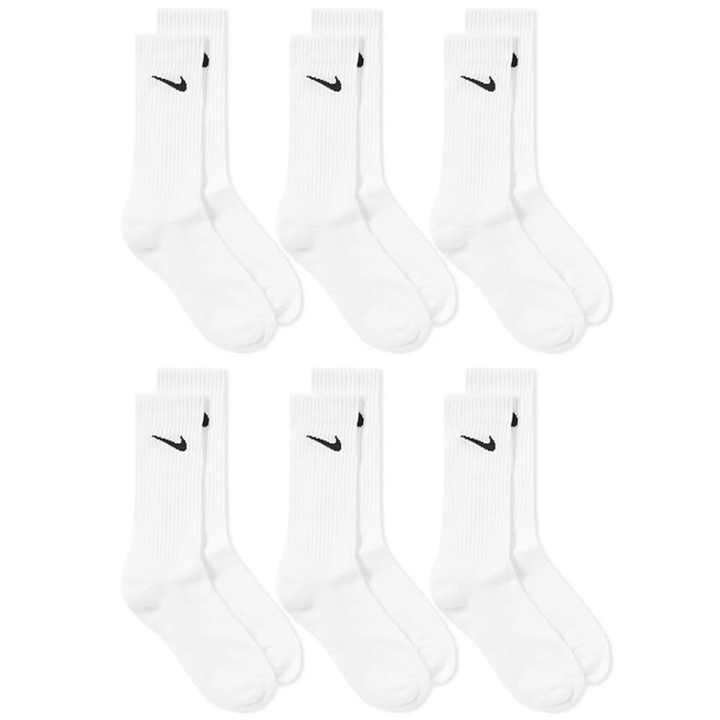 Photo: Nike Cotton Cushion Crew Sock - 6 Pack White & Black