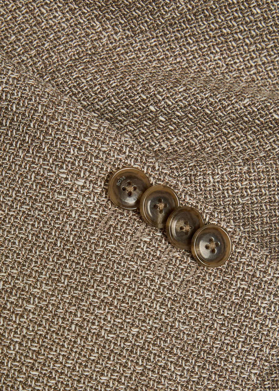 Boss Hutson Wool and Linen-blend Blazer Beige