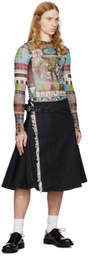 Jean Paul Gaultier Black Deconstructed Denim Skirt