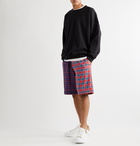 Burberry - Wide-Leg Checked Cotton-Blend Jersey Drawstring Shorts - Multi