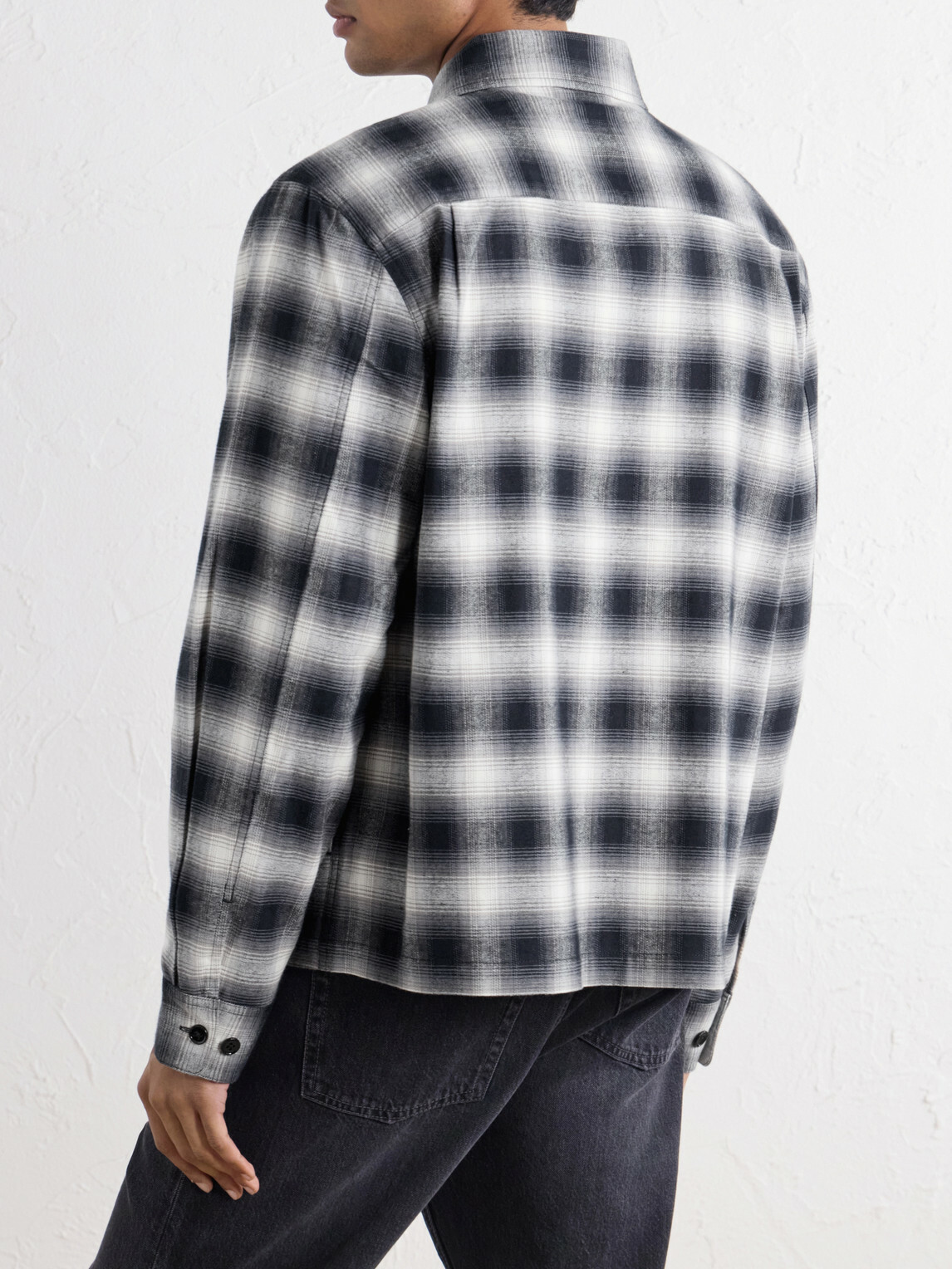 Corridor - Zoclao Checked Zip-Up Cotton Jacket - Black