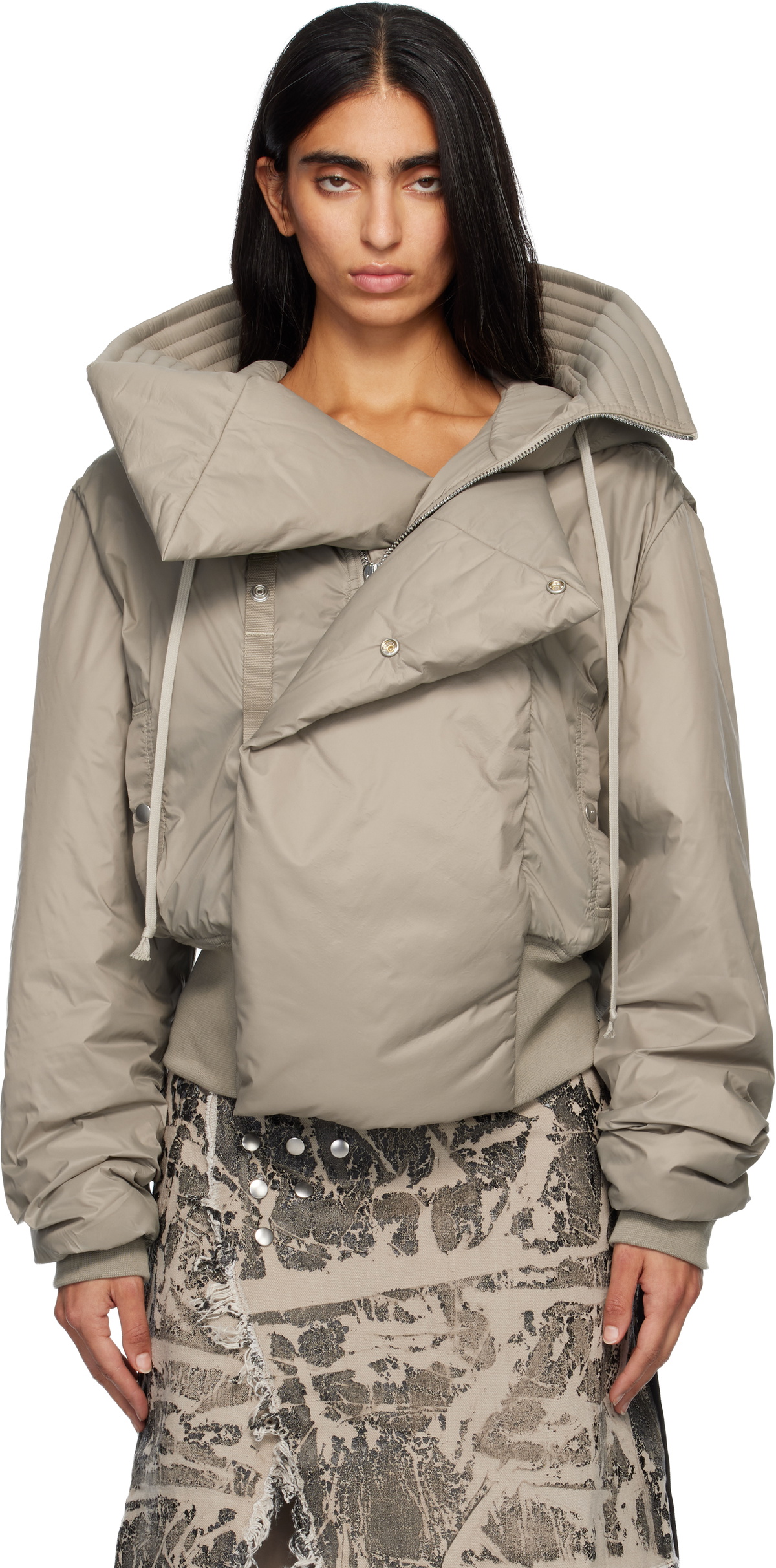 Rick Owens DRKSHDW Taupe Concordians Cropped Alice Bomber Jacket