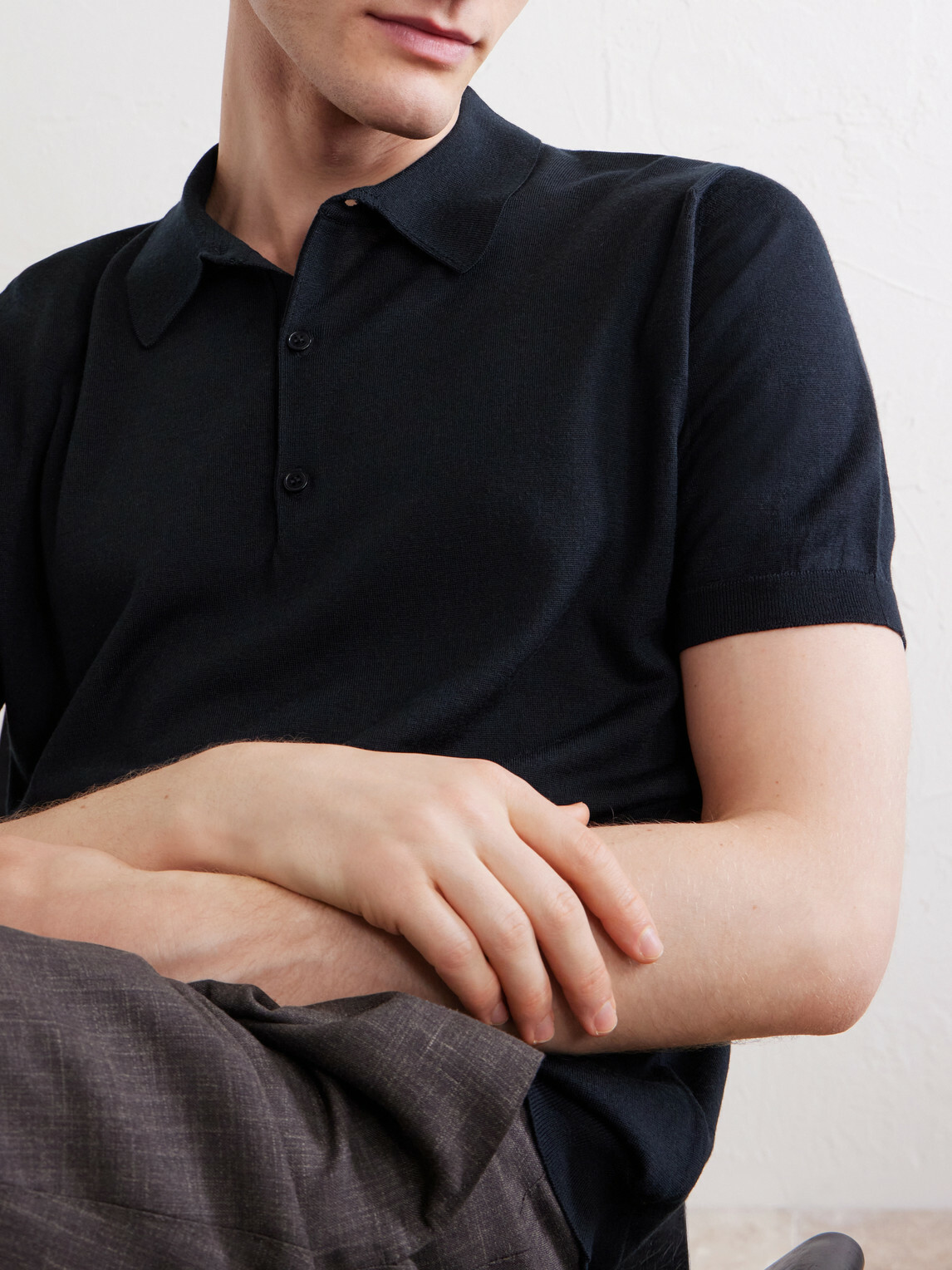 John Smedley - Macloud Knitted Merino Wool Polo Shirt - Black