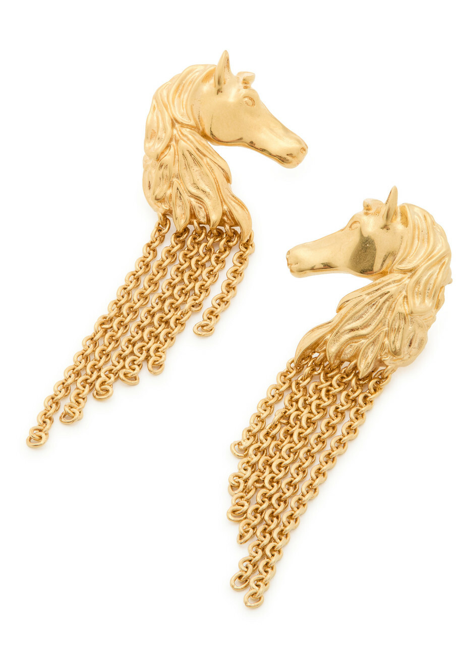 Chloe The Chloé Chain Horse Drop Earrings - Gold - One Size