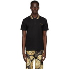 Versace Black Studded Barocco Polo