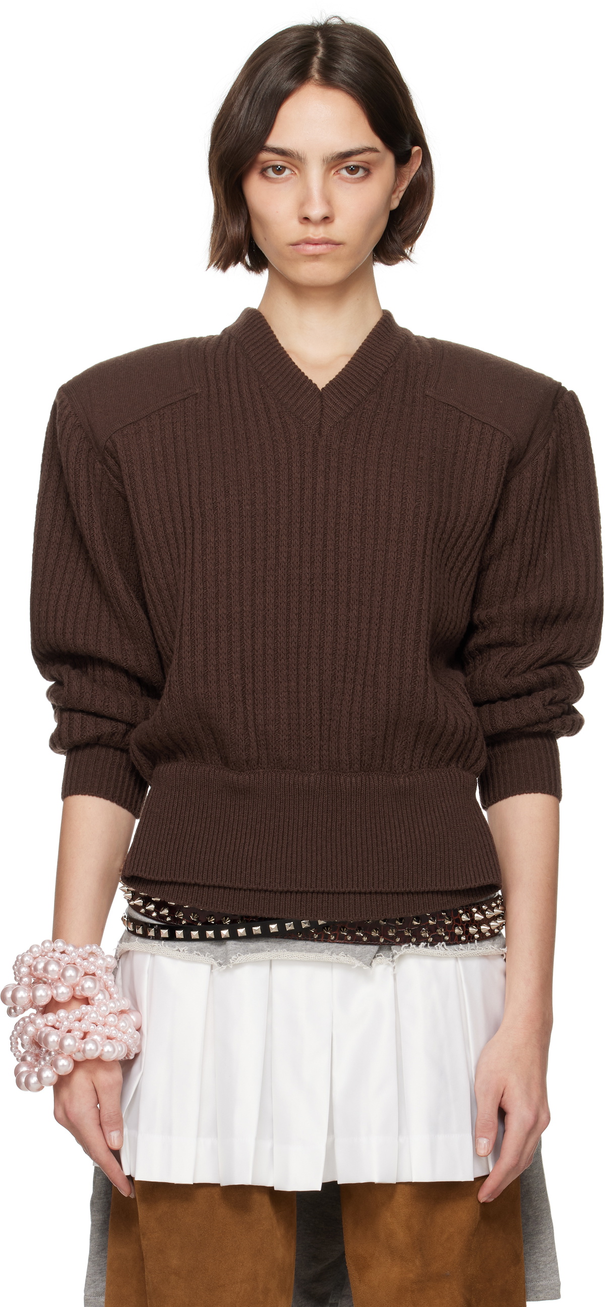ALL-IN Brown Display Army Sweater