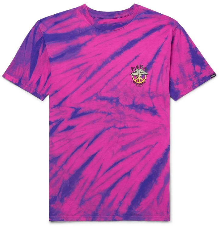 Photo: Vans - Logo-Print Tie-Dyed Cotton-Jersey T-Shirt - Pink