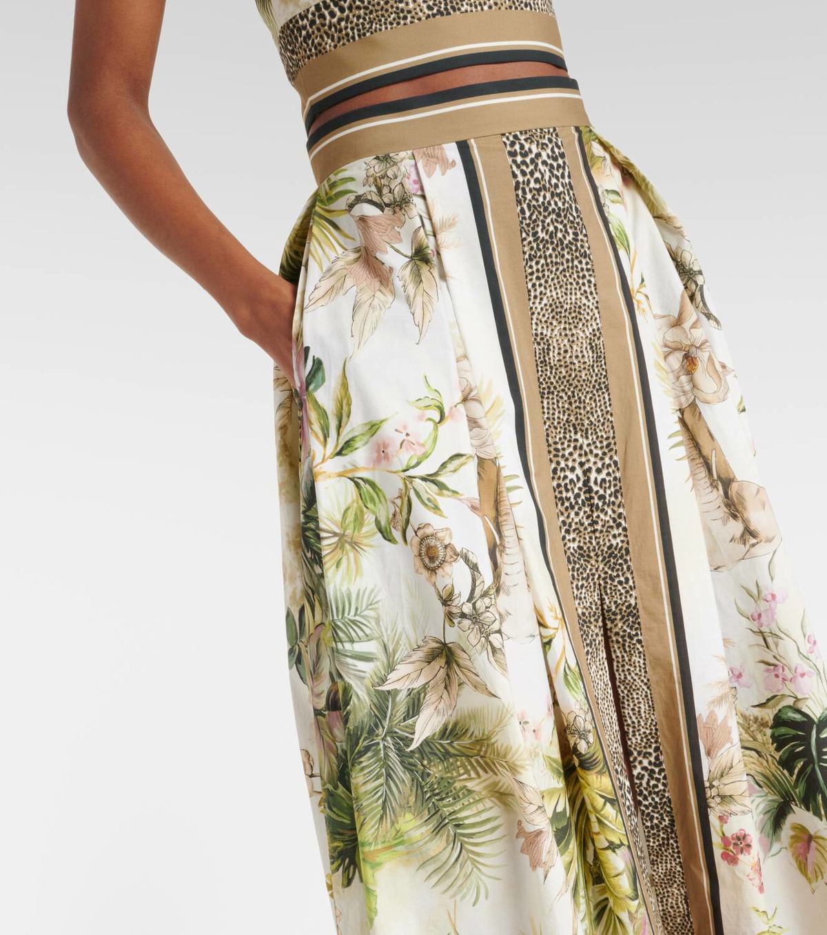 Elie Saab Printed cotton maxi skirt