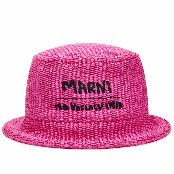 Photo: Marni X No Vacancy Inn Bucket Hat in Fuchsia