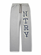 KAPITAL - N.TRY Straight-Leg Printed Cotton-Jersey Sweatpants - Gray