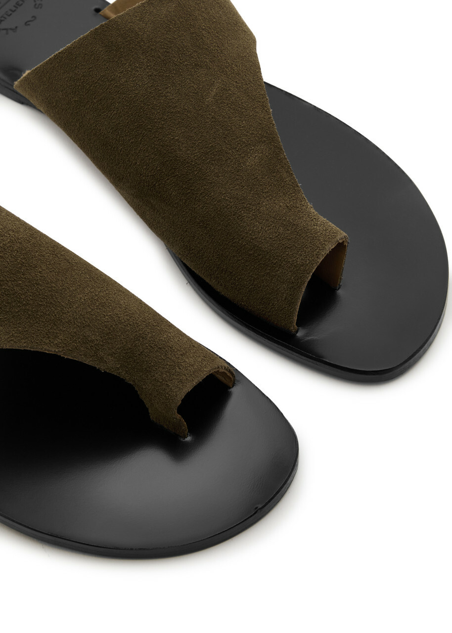 Atp Atelier Rosa Suede Thong Sandals Brown