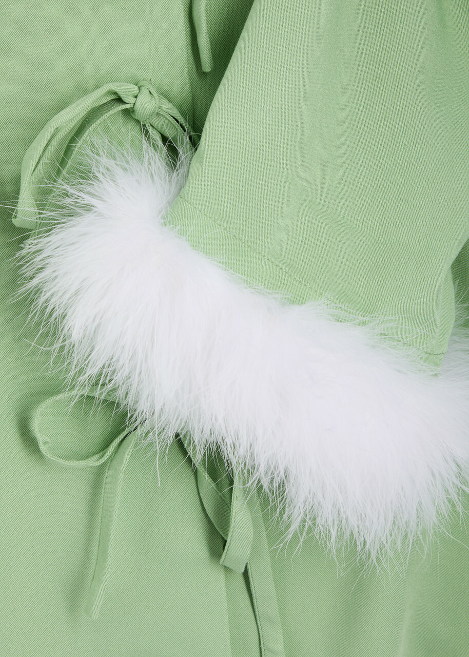 Sleeper Capricorn Feather-trimmed Twill Pyjama set Mint