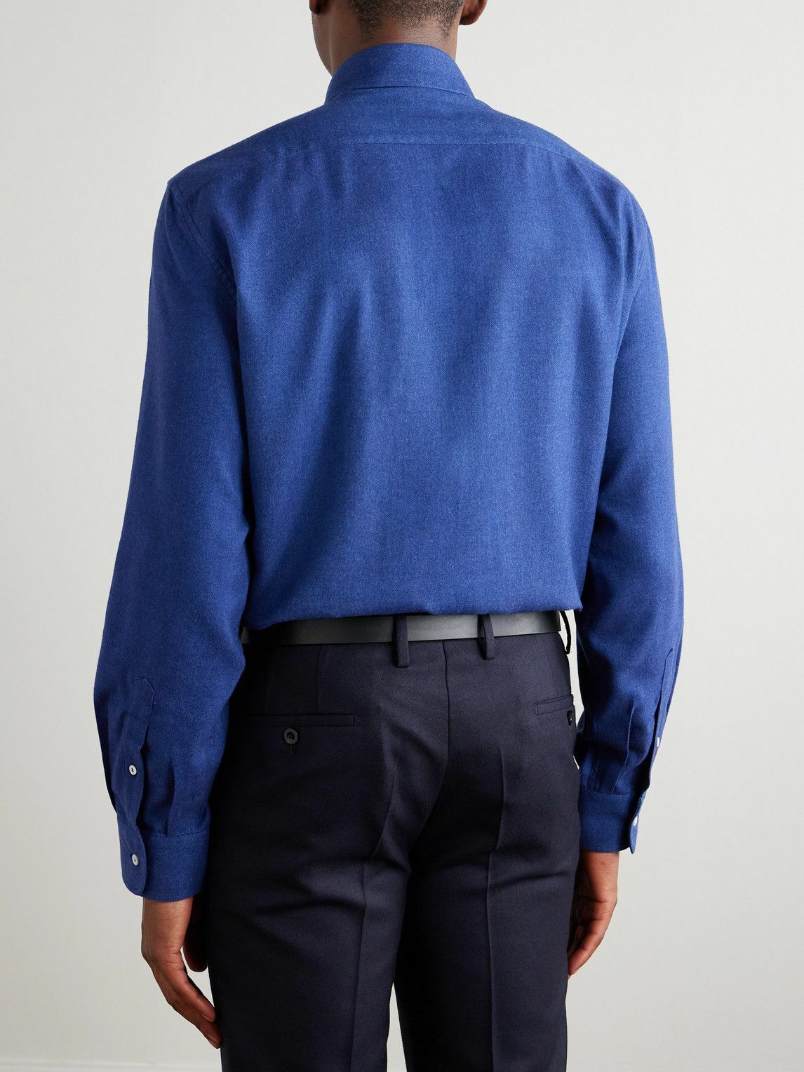 Brunello Cucinelli - Herringbone Cotton and Lyocell-Blend Shirt - Blue