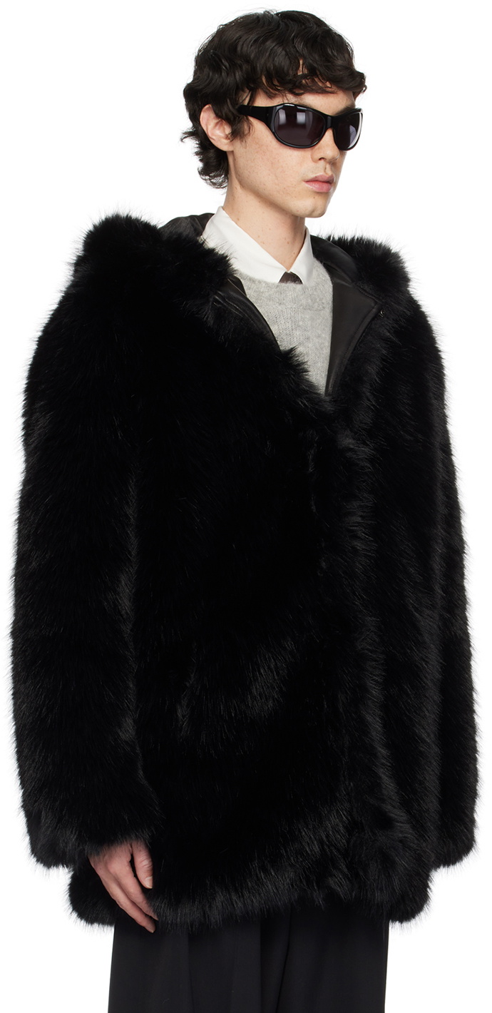 Ernest W. Baker Black Faux-Fur Hooded Jacket Ernest W. Baker