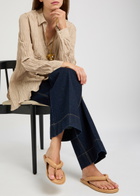 Gia Borghini Harper Leather Flip Flops Sand