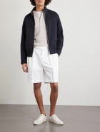 Brunello Cucinelli - Wide-Leg Pleated Cotton and Linen-Blend Bermuda Shorts - White