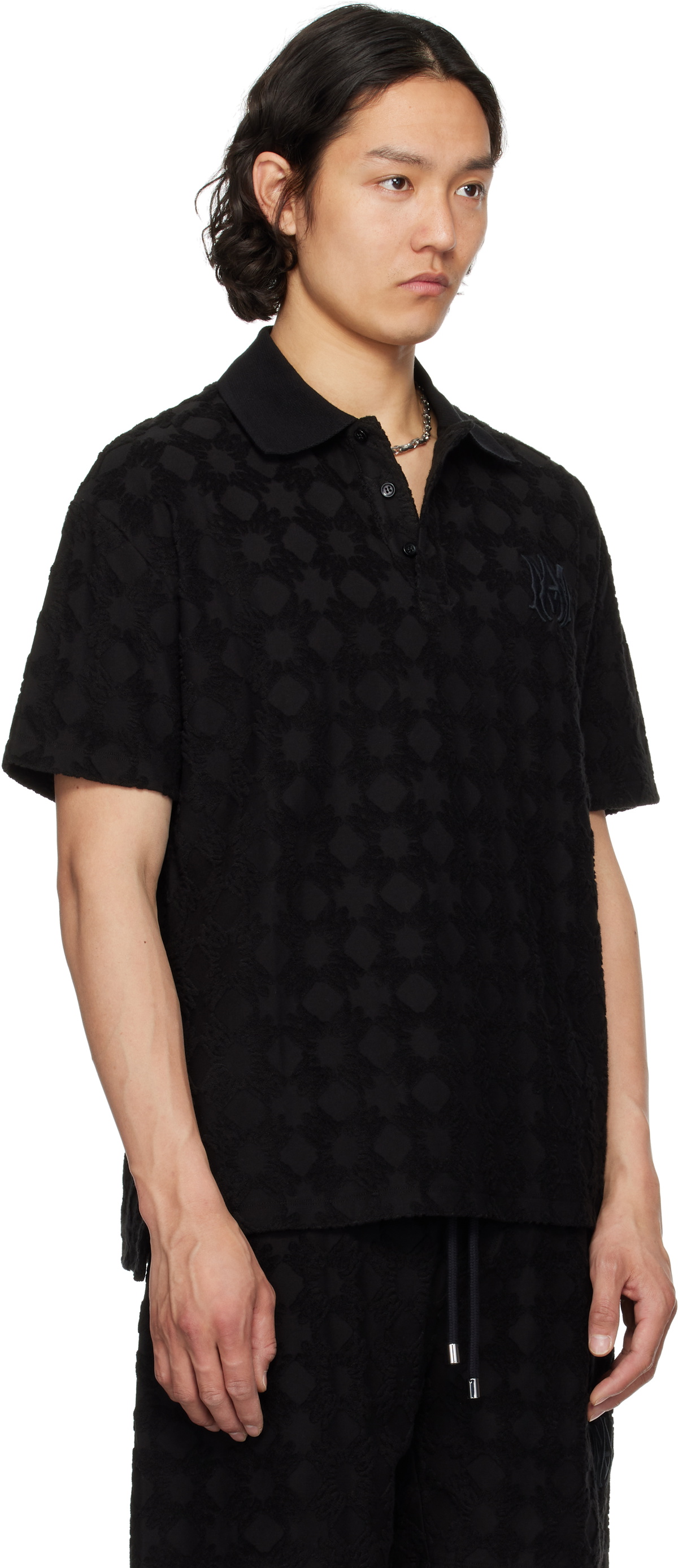 AMIRI Black MA Quad Toweling Polo
