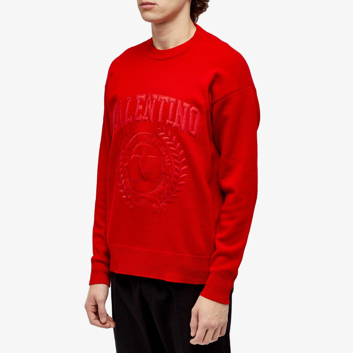Valentino Men's Crest Crew Sweater in Red Valentino