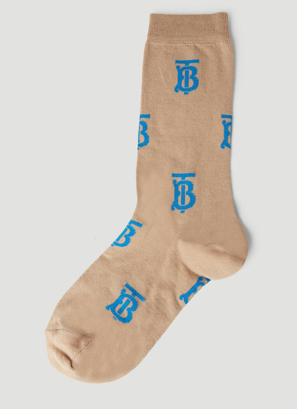 Burberry Monogram Intarsia Cotton Blend Socks In Brown